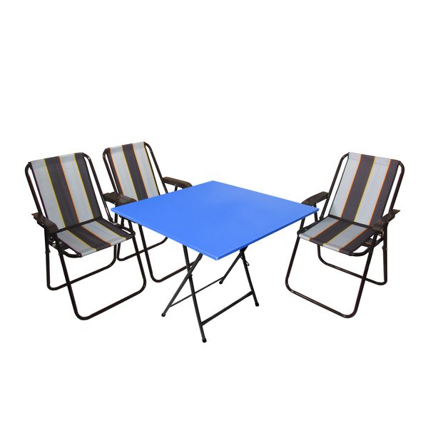 میز و صندلی تاشو سفری میزیمو مدل ساحلی کد 2638 مجموعه 4 عددی