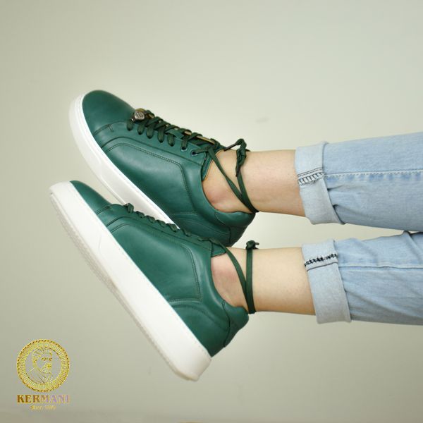 کفش روزمره زنانه کرمانی مدل چرم دستدوز طبیعی کد 510 رنگ سبز