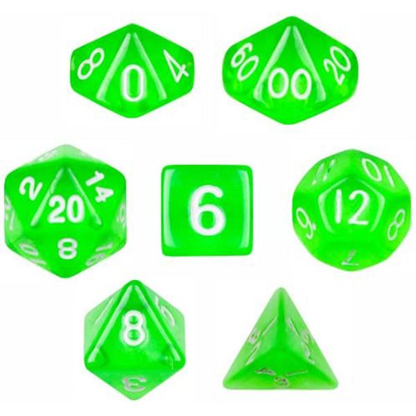 تاس بازی ویز دایس مدل Translucent Green مجموعه 7 عددی
