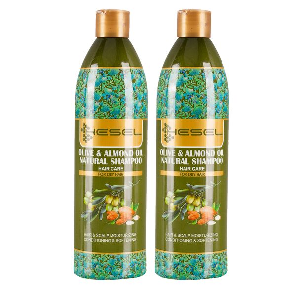 شامپو مو هسل مدل  Olive &amp; Almond oil وزن 400 گرم مجموعه 2 عددی