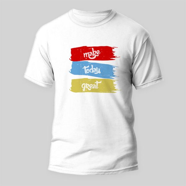 تی شرت آستین کوتاه مردانه مدل جملات انگیزشی طرح Make Today Great کد M47 رنگ سفید