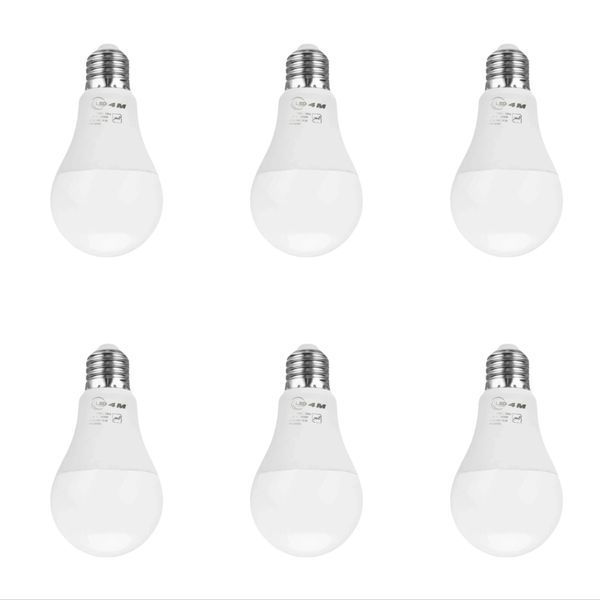 لامپ 18 وات 4ام  مدل حبابی  پایه E27  بسته 6 عددی