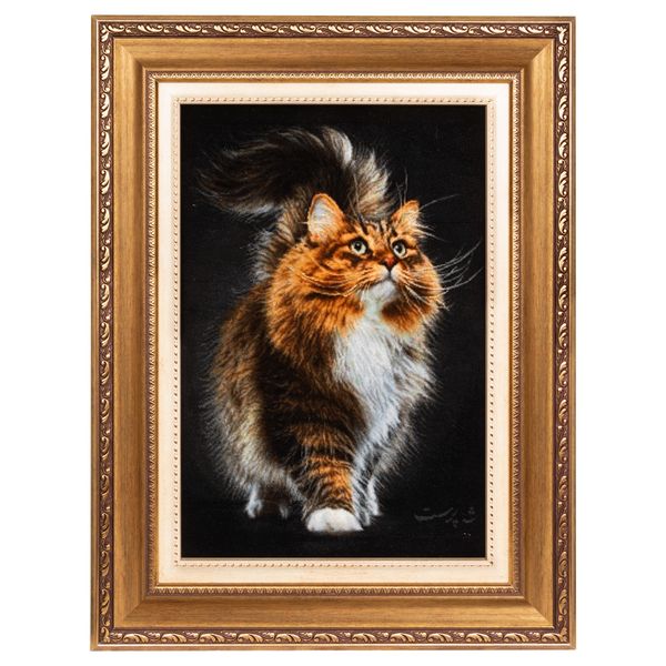 تابلو فرش دستباف سی پرشیا مدل گربه حنایی کد 903392