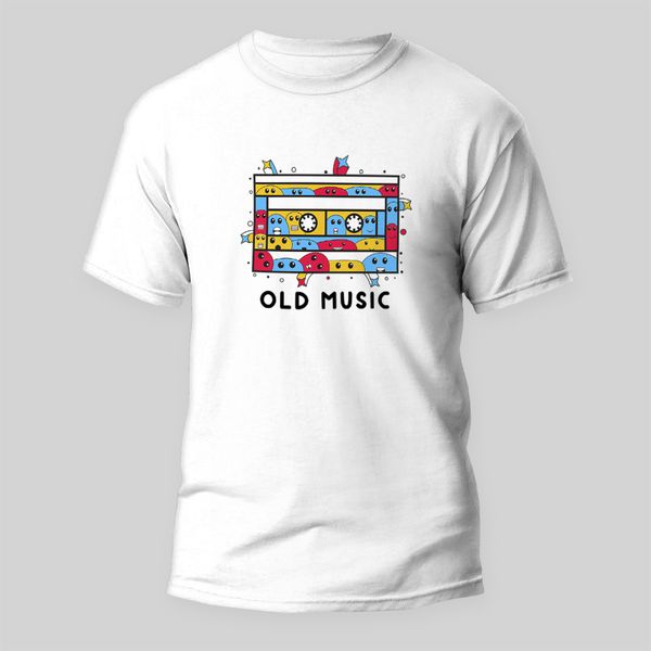 تی شرت آستین کوتاه مردانه مدل موزیک طرح Old Music کد M49 رنگ سفید