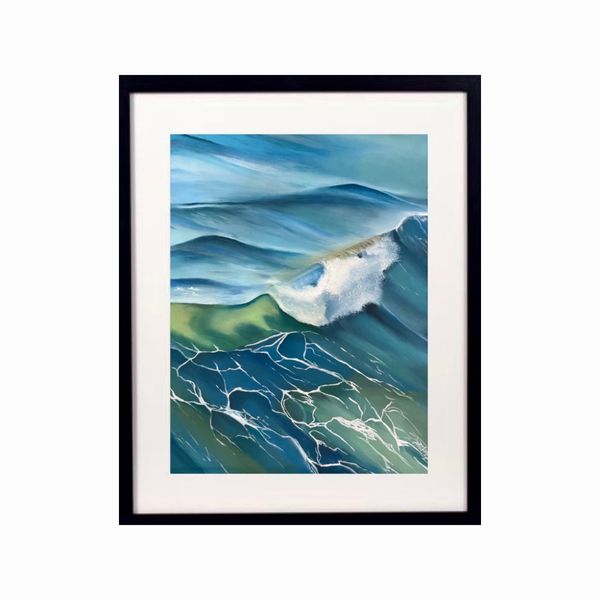 تابلو نقاشی رنگ روغن طرح موج دریا مدل A14