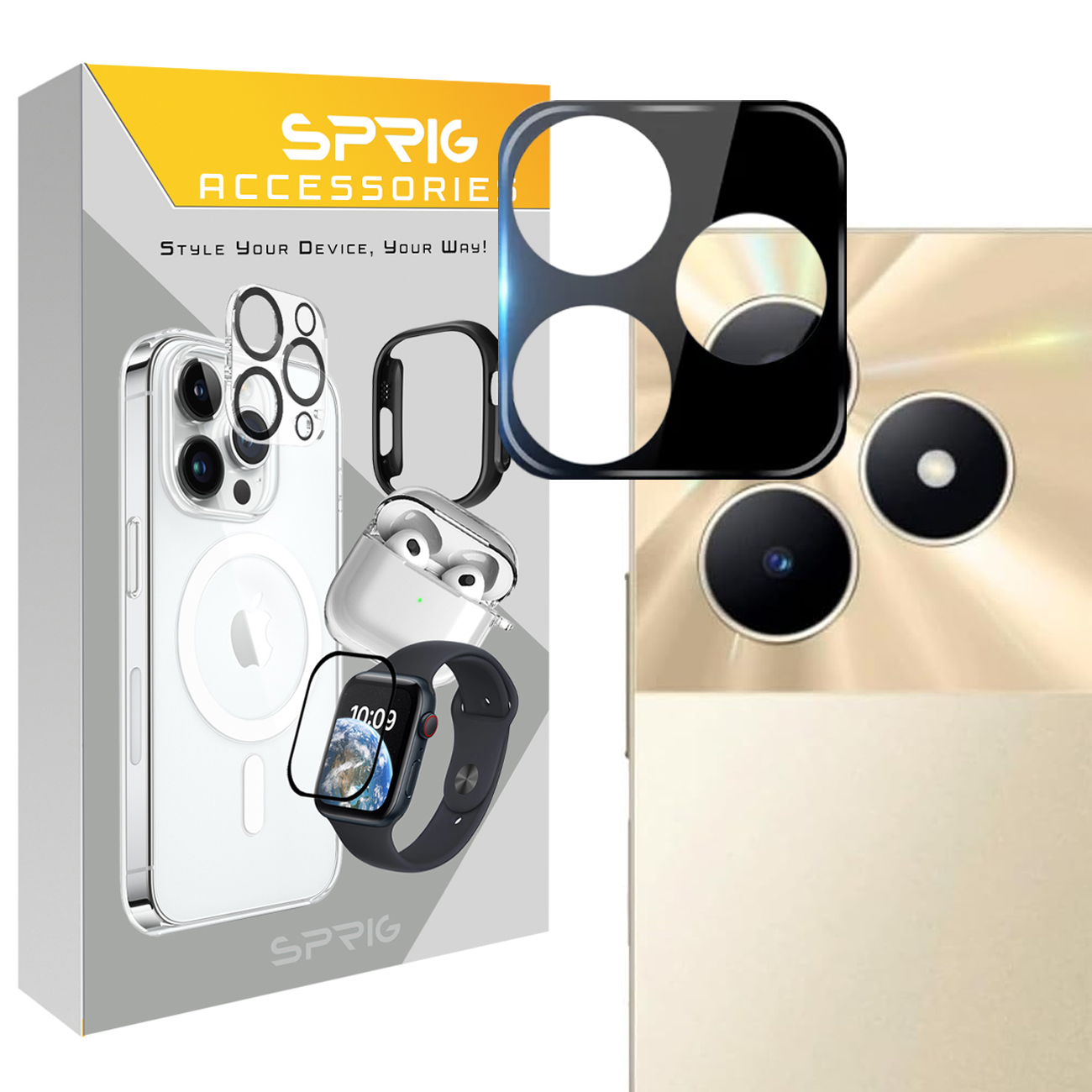 محافظ لنز دوربین اسپریگ مدل 3D-SP مناسب برای گوشی موبایل ریلمی C53