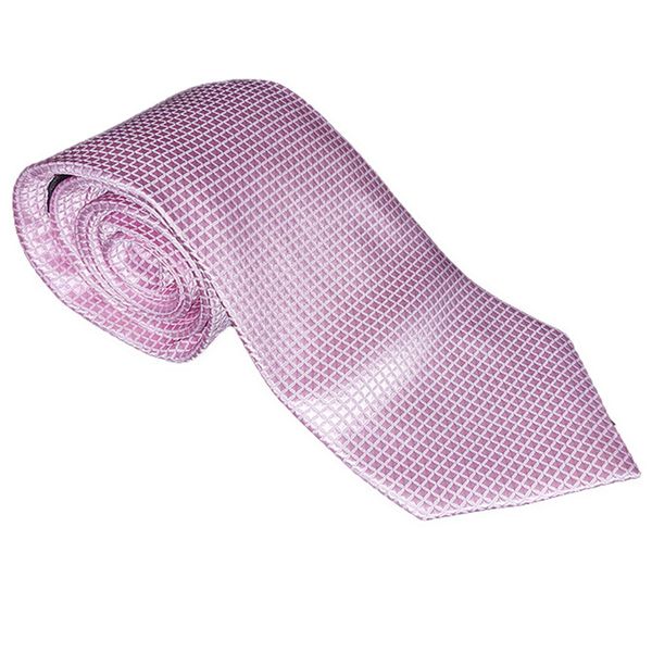 کراوات مردانه هوگو باس مدل چهارخونه کد AS14445 رنگ صورتی