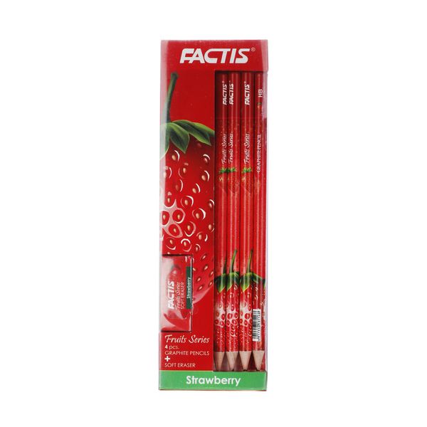 مداد فکتیس مدل Strawberry بسته 4 عددی به همراه پاک کن