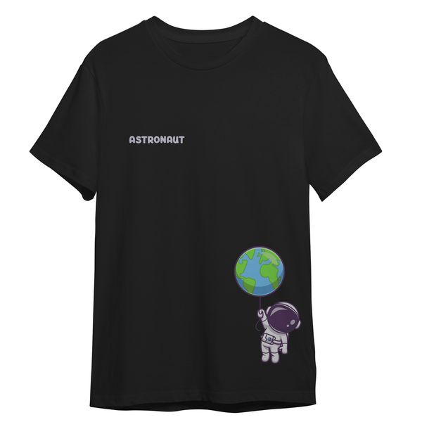 تی شرت آستین کوتاه پسرانه مدل فضانورد کره زمین کد 0773 رنگ مشکی