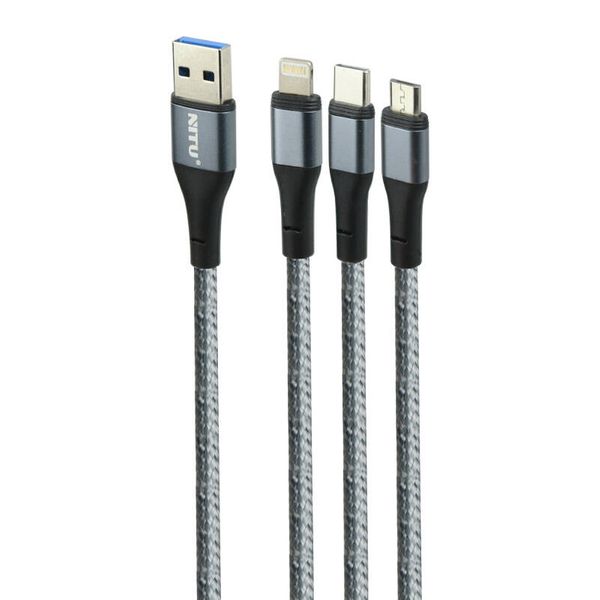 کابل تبدیل USB به لایتنینگ/USB-C/microUSB نیتو مدل NC124 طول 1.2 متر