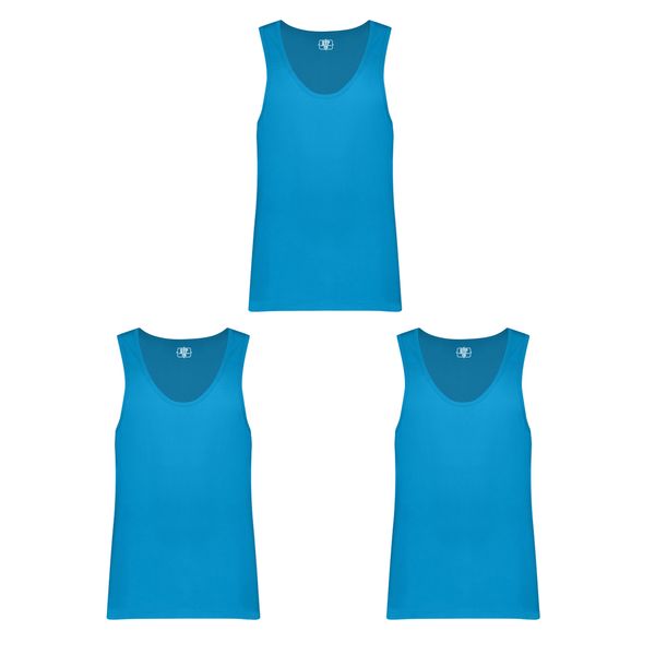 زیرپوش رکابی مردانه برهان تن پوش مدل 3-01 رنگ آبی فیروزه ای بسته 3 عددی
