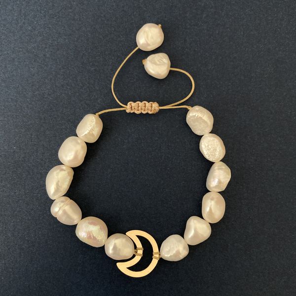 دستبند طلا 18 عیار زنانه الماسین آذر مدل MOON01