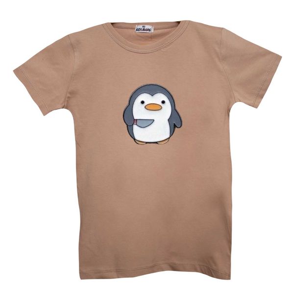 تی شرت آستین کوتاه بچگانه مدل پنگوئن عصبانی رنگ کرم