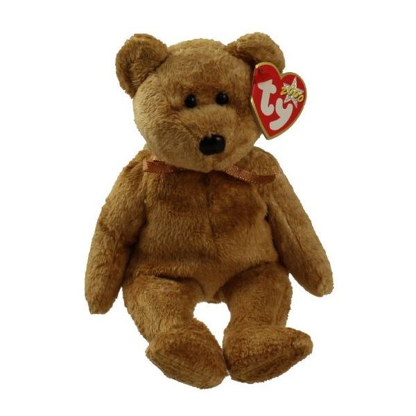 عروسک تی وای طرح خرس مدل Cashew Beanie Baby Bear کد SZ4/233 ارتفاع 22 سانتی‌متر