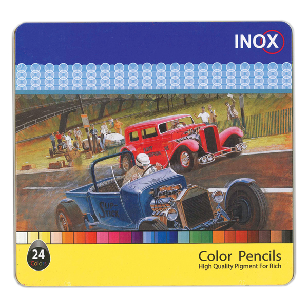 مداد رنگی 24 رنگ اینوکس طرح مسابقه اتومبیل رانی
