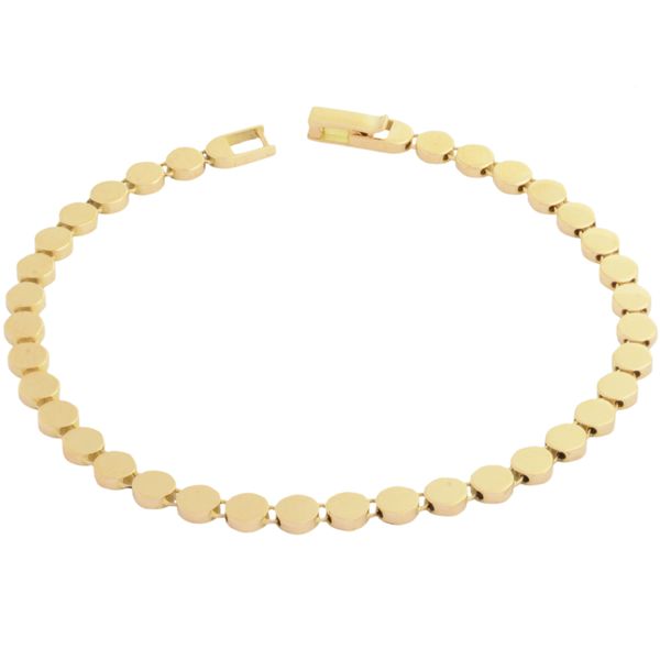 دستبند طلا 18 عیار زنانه طلای مستجابی مدل دایره آینه ای کد 17