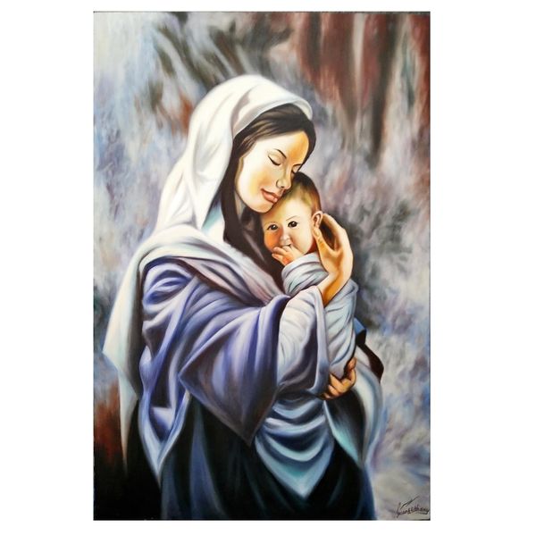 تابلو نقاشی رنگ روغن مدل مهر مادری کد 92