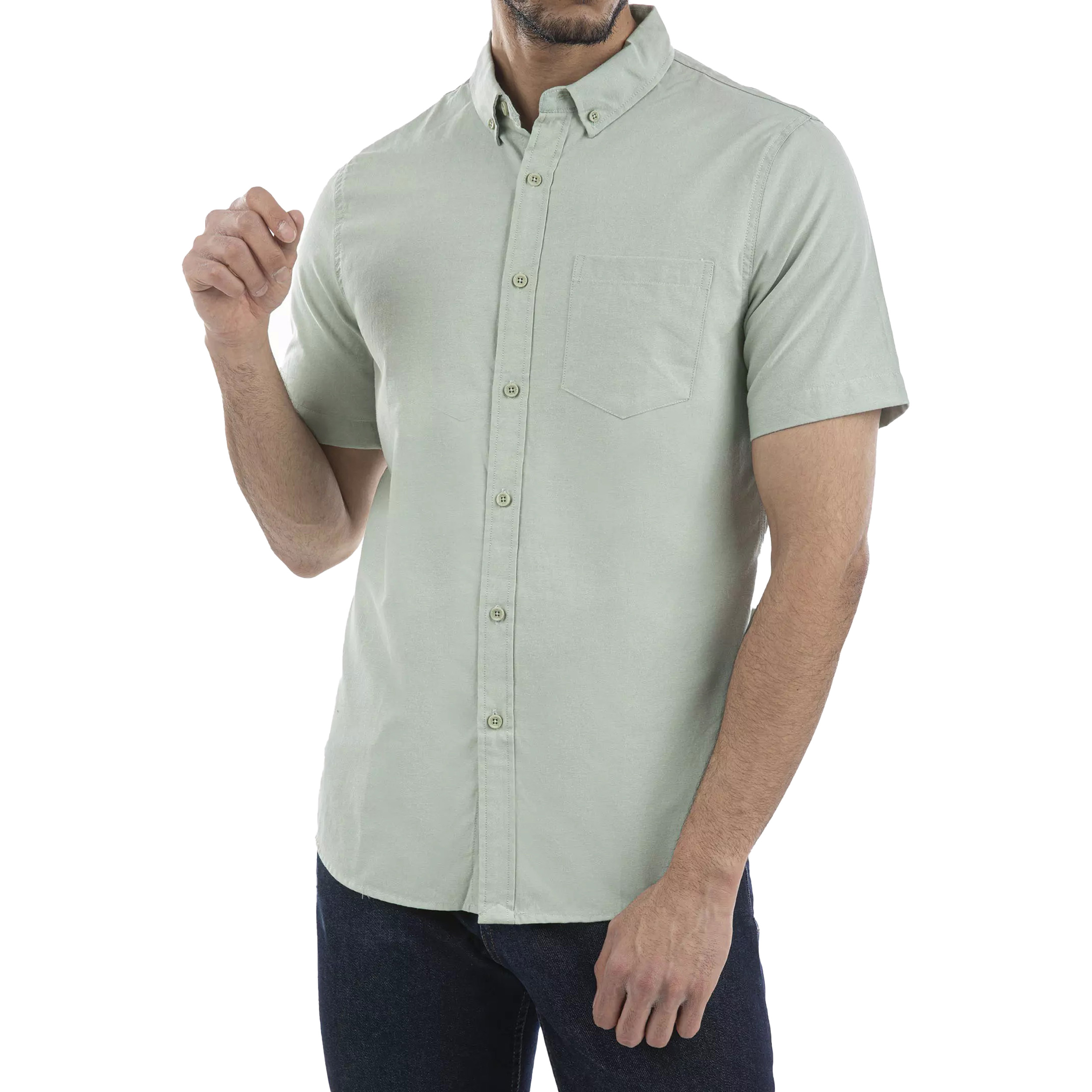 پیراهن آستین کوتاه مردانه جوتی جینز مدل بیسیک کد 3030119 رنگ سبز سدری
