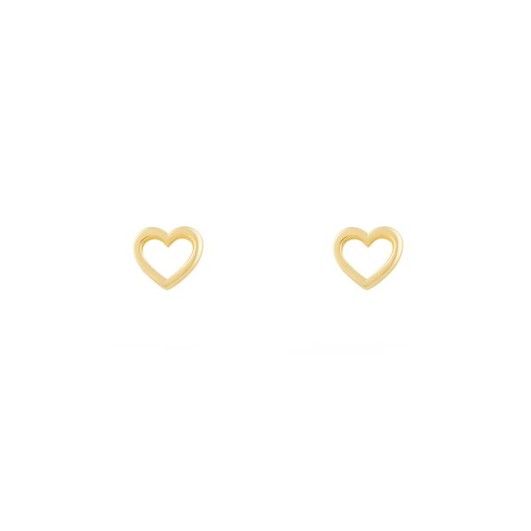 گوشواره طلا 18 عیار زنانه طلا و جواهر درریس مدل قلب تو خالی