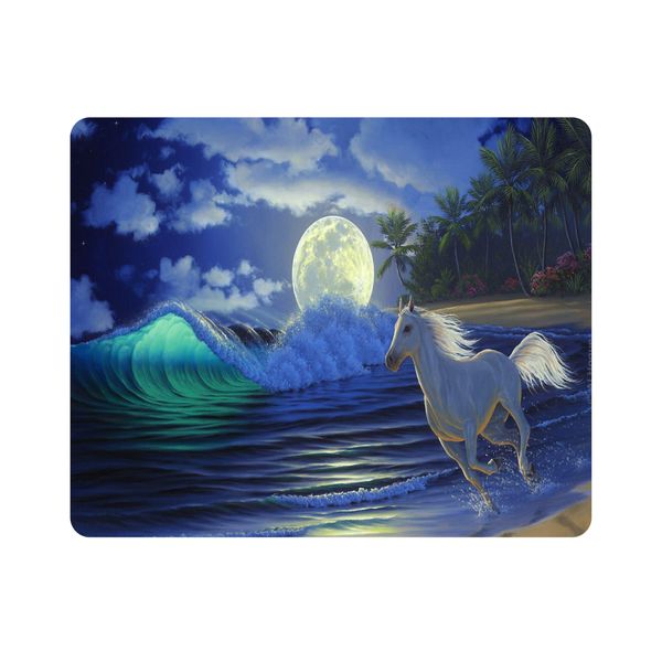 ماوس پد اطلس آبی طرح نقاشی اسب و ماه و دریا  مدل T7940
