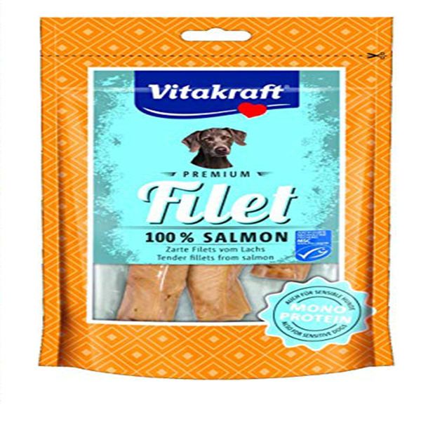 اسنک تشویقی سگ ویتاکرافت مدل Premium Filet Salmon کد 34042 وزن 210 گرم