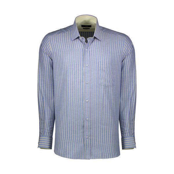 پیراهن آستین بلند مردانه ایکات مدل ST1151997 رنگ آبی