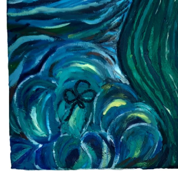 تابلو نقاشی رنگ روغن طرح شب پر ستاره ونسان ون گوگ کد 12