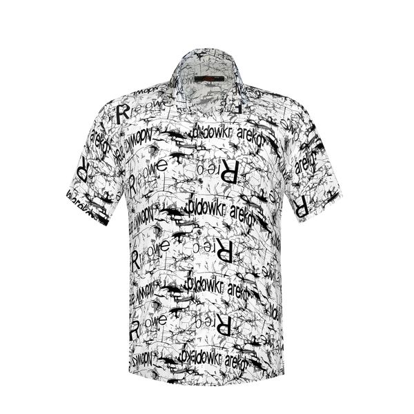 پیراهن آستین کوتاه مردانه مدل هاوایی سنگی کد STO-WHI رنگ سفید