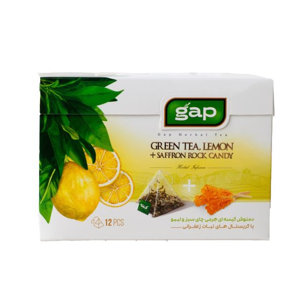 دمنوش چای سبز و لیمو با نبات گپ بسته 12 عددی