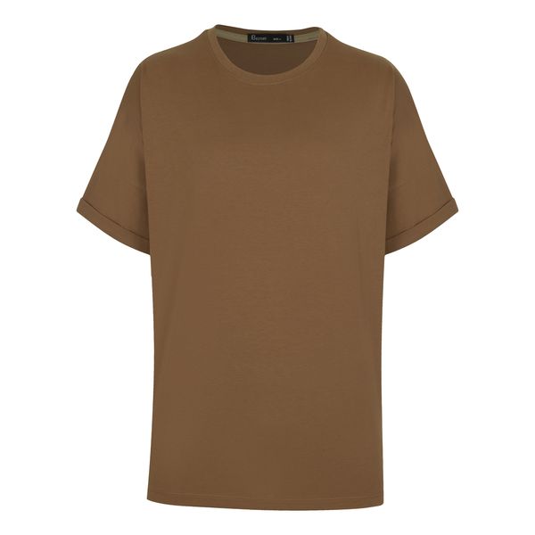 تی شرت اورسایز مردانه باینت مدل 778-3 رنگ قهوه ای