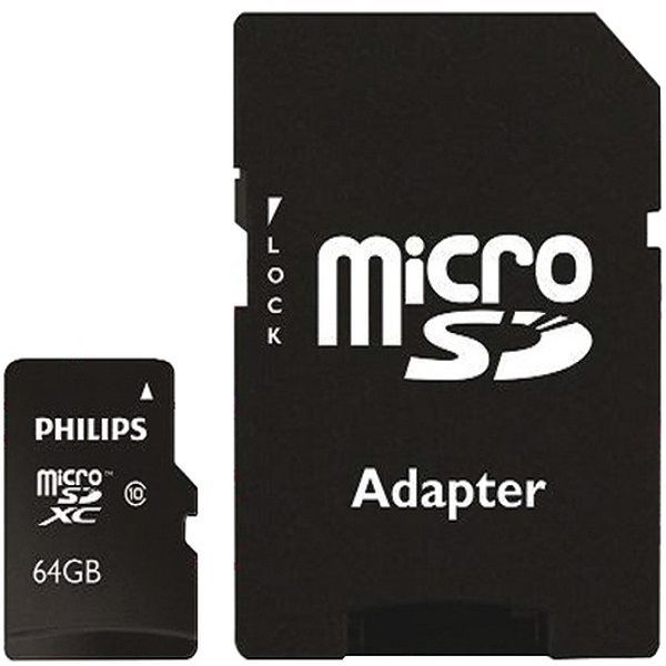 کارت حافظه‌ microSDXCفیلیپس مدل 45B کلاس 10 استاندارد U3 سرعت 80MBps ظرفیت 64 گیگابایت به همراه آداپتور SD