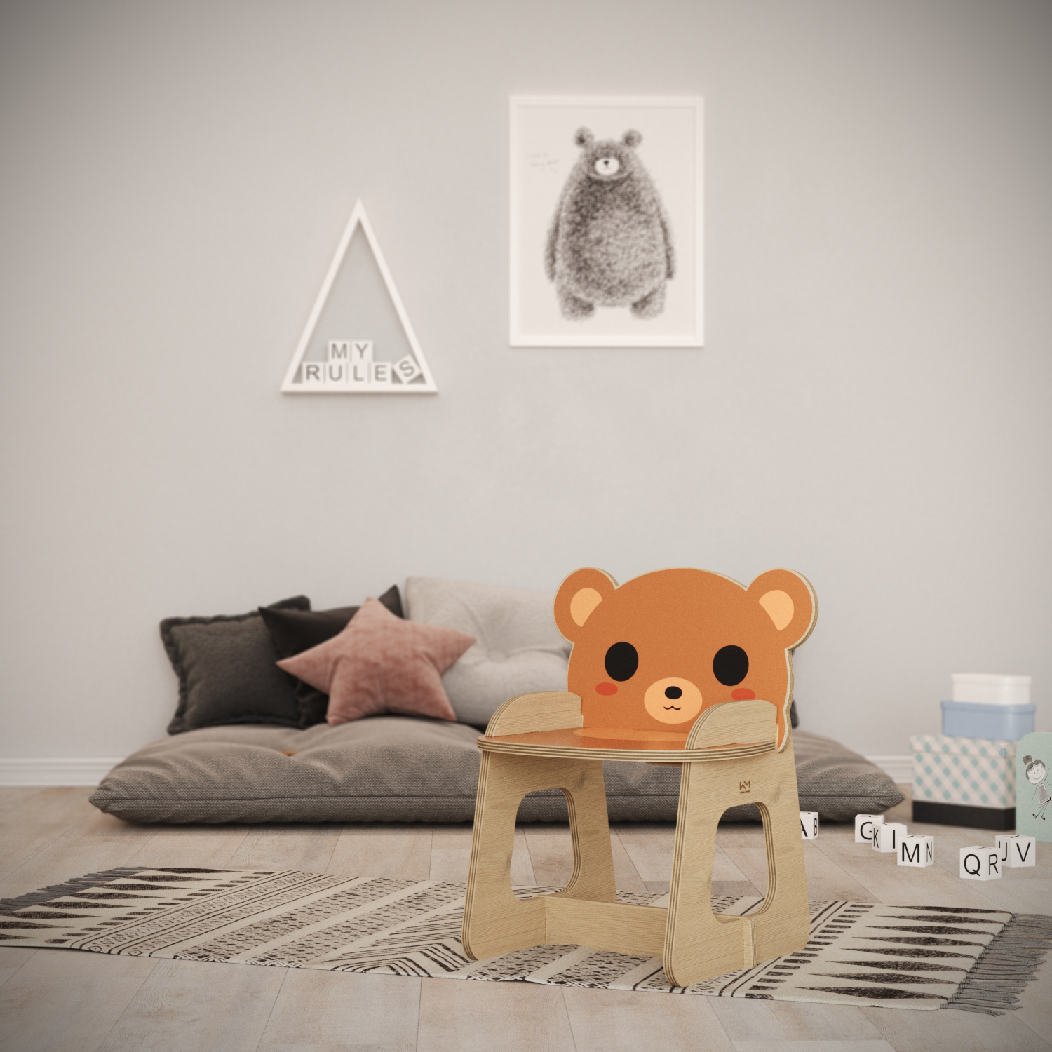صندلی کودک مدل باغ وحش چوبی طرح خرس