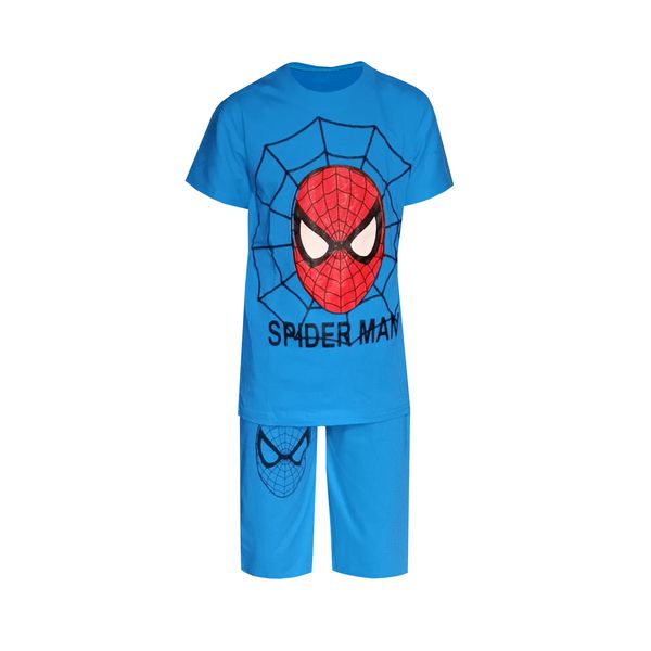 ست تی شرت و شلوارک پسرانه مدل مرد عنکبوتی کد Spider- AB رنگ آبی 