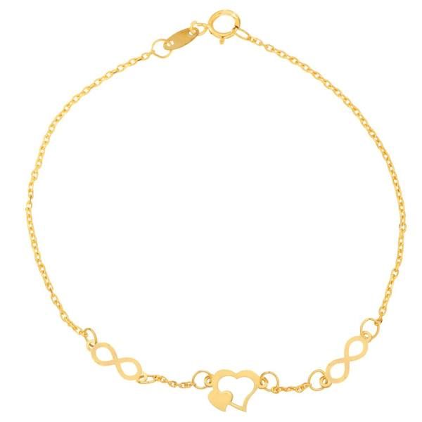 دستبند طلا 18 عیار زنانه عدنان مدل قلب کد DF88