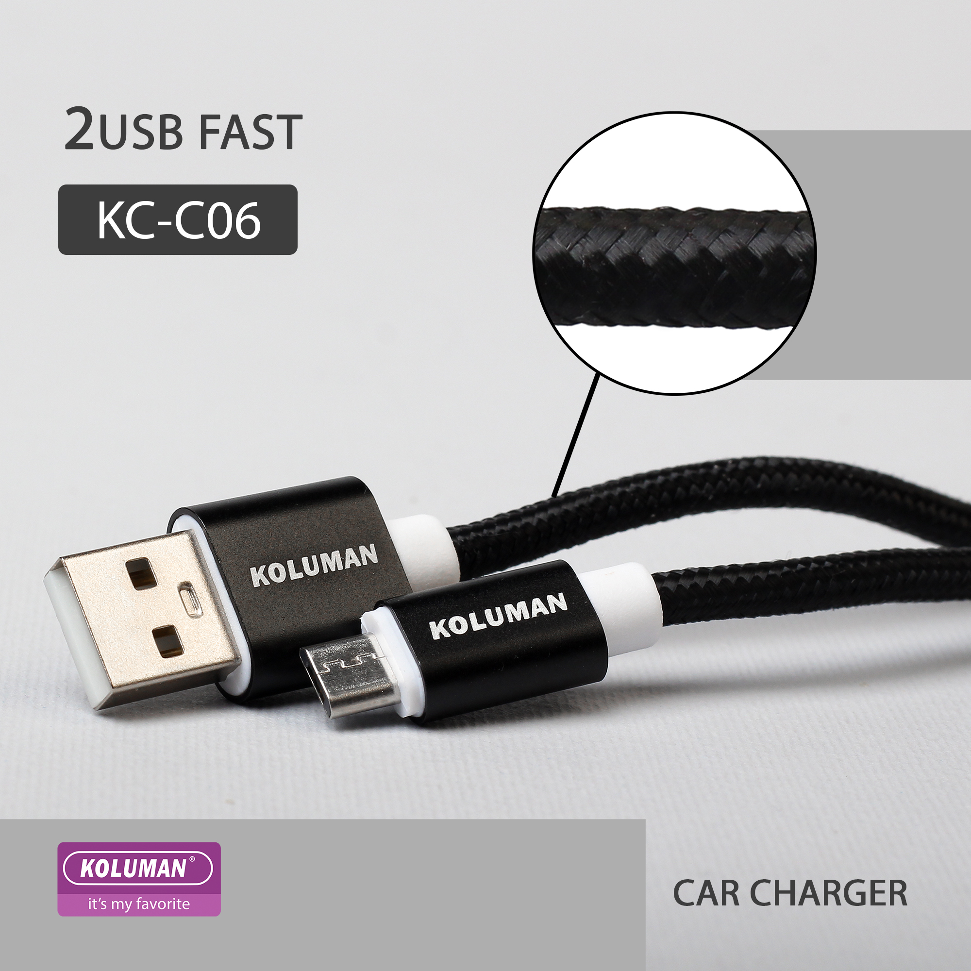 شارژر فندکی کلومن مدل KC-C06 به همراه کابل MICRO USB