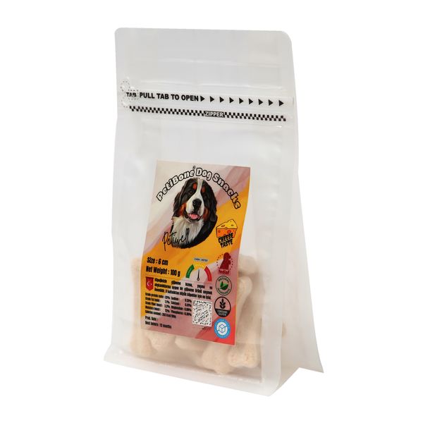 غذای تشویقی سگ پتی ول مدل اسنک استخوانی طعم پنیری PetiBone 6cm وزن 100 گرم