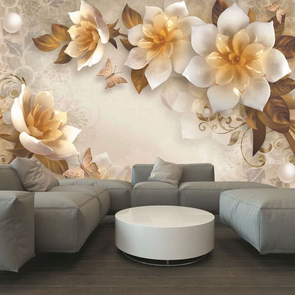 پوستر دیواری دیاکو مدل گل طلایی سفید30099