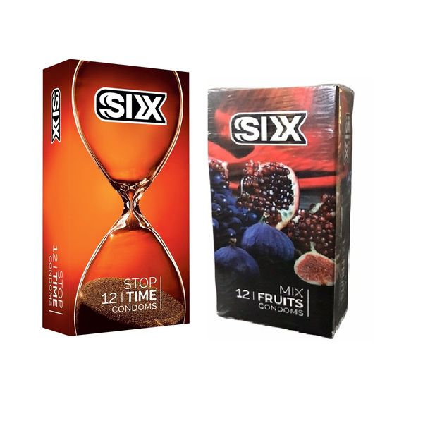 کاندوم سیکس مدل Stop Time بسته 12 عددی به همراه کاندوم سیکس مدل Mix Fruits بسته 12 عددی