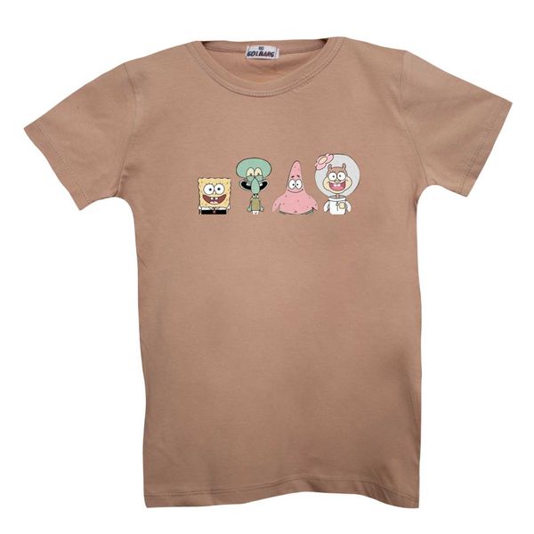 تی شرت آستین کوتاه بچگانه مدل باب اسفنجی و دوستان کد1 رنگ کرم