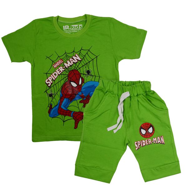 ست تی شرت و شلوارک پسرانه مدل مرد عنکبوتی رنگ سبز