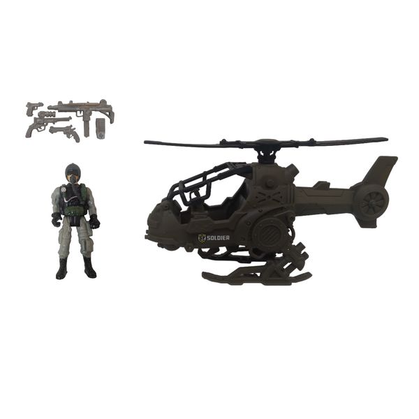 اسباب بازی جنگی مدل هلیکوپتر طرح خلبان مجموعه 7 عددی
