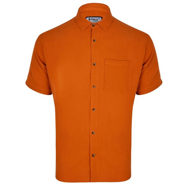 پیراهن آستین کوتاه مردانه مدل کنفی 329003137 رنگ آجری
