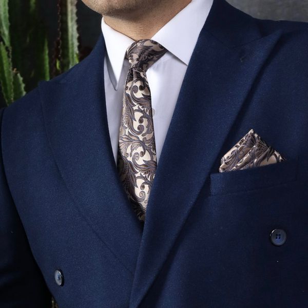 ست کراوات و دستمال جیب مردانه نسن مدل TM6