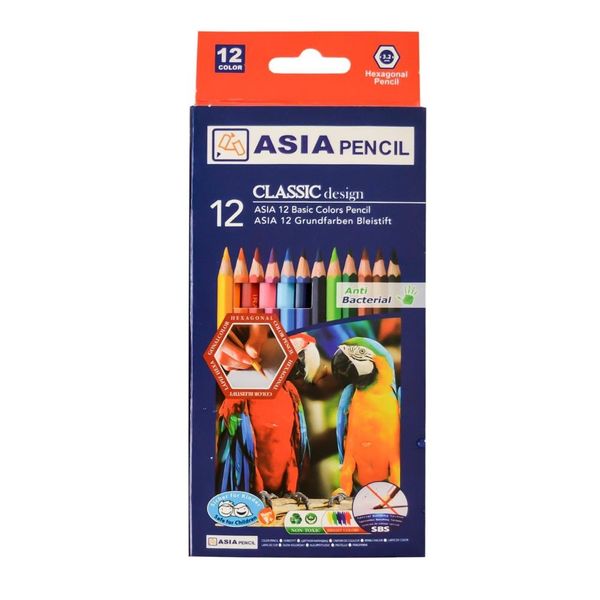 مداد رنگی 12 رنگ آسیا کد 007 بسته 2 عددی
