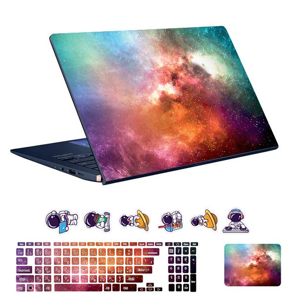 استیکر لپ تاپ توییجین و موییجین طرح Space  کد 157 مناسب برای لپ تاپ 15.6 اینچ به همراه برچسب حروف فارسی کیبورد