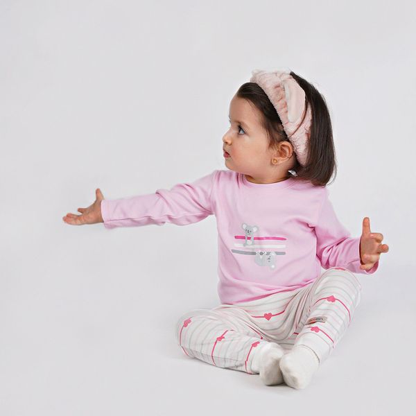 ست تی شرت و شلوار نوزادی روبین مدل کوالا رنگ صورتی