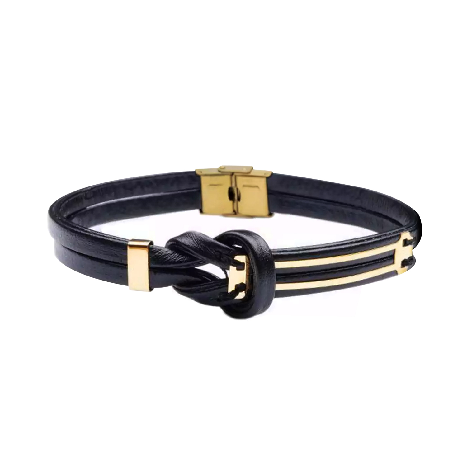 دستبند طلا 18 عیار مردانه گالری روبی مدل گره خط موازی 