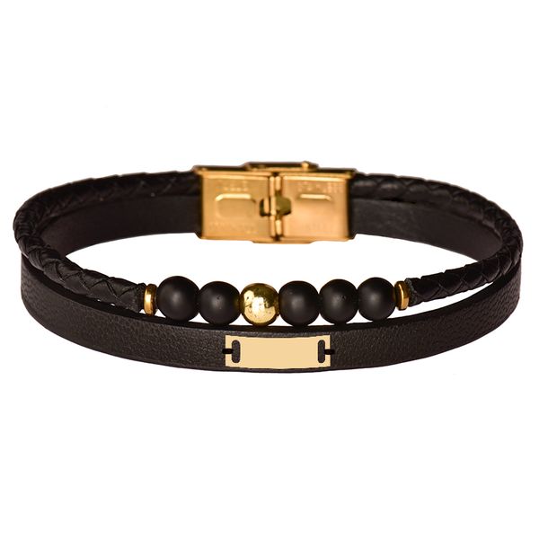  دستبند طلا 18 عیار مردانه کرابو طرح هندسی مدل Kr102415