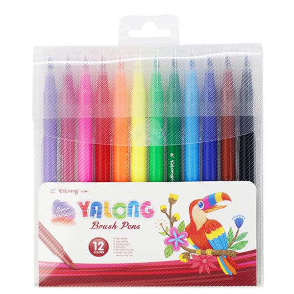 ماژیک رنگ آمیزی 12 رنگ یالونگ مدل قلم مو 