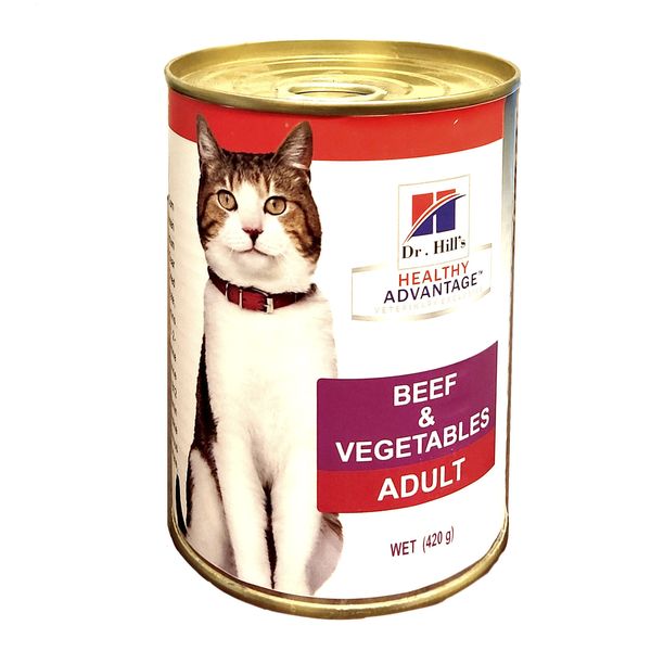 کنسرو غذای گربه بالغ دکتر هیلز طعم بیف وزن 420 گرم